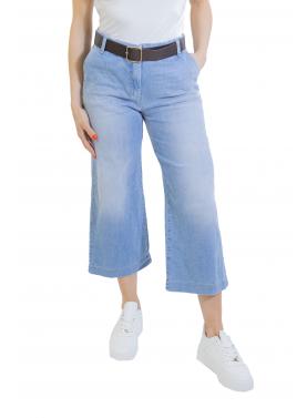 Jeans culotte effetto délavé con cintura Please